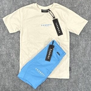 Sonneti London Boys Small 7-8 Years Core T Shirt French Terry Shorts 2PC Set NWT